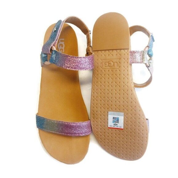 UGG Womens Size 7 Rynell Sandal Flip Flop Rainbow Glitter 1124947K Big Girls 6 - Picture 9 of 10